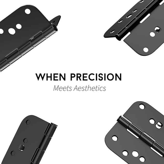 goldenwarm Black Door Hinges 4inch 3 Pack Security Door Hinges, Interior/Exterior Matte Black 4" Hinges with 5/8" Radius Corner for Doors Reversible Full Mortise Combination