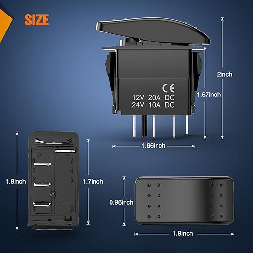 Nilight 3 Way Switch On Off Toggle Rocker Control a Single Load from Two Separate Locations 12V 24V Waterproof 3-Way Switches for RV Camper Can-Am ATVs UTVs Cars Trucks