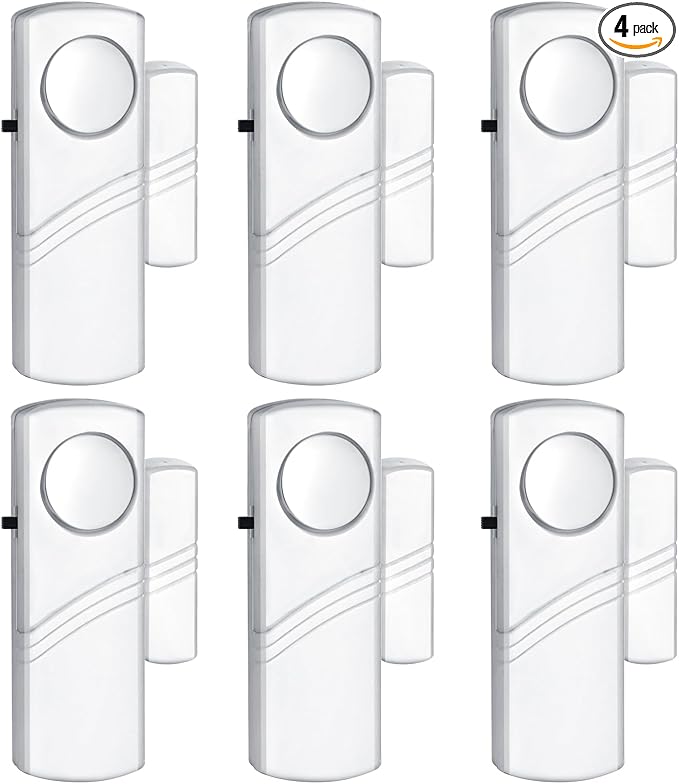 Security Door Window Alarm, 90DB Wireless Sensor Door Window Burglar Alarm, Door Alarms for Kids Safety, Easy Installation Doorbell Alarms for Office House Window Pool (6 Pack)