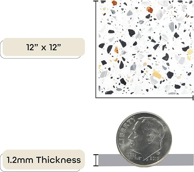 Tivoli Self Adhesive Vinyl Floor Tiles, 45 Tiles - 12" x 12", Mosaic - Peel & Stick, DIY Flooring for Kitchen, Dining Room, Bedrooms, Basements & Bathrooms by Achim Home Decor