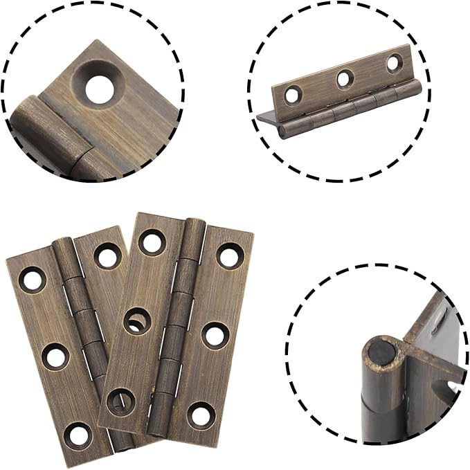 8 Pcs 27mmx50mm / 1.06" x 1.97" Bronze Mini Hinges, 2 Inch Solid Brass Folding Butt Hinge, Cabinet Hinge for Jewelry Box, Drawer Cabinet Furniture