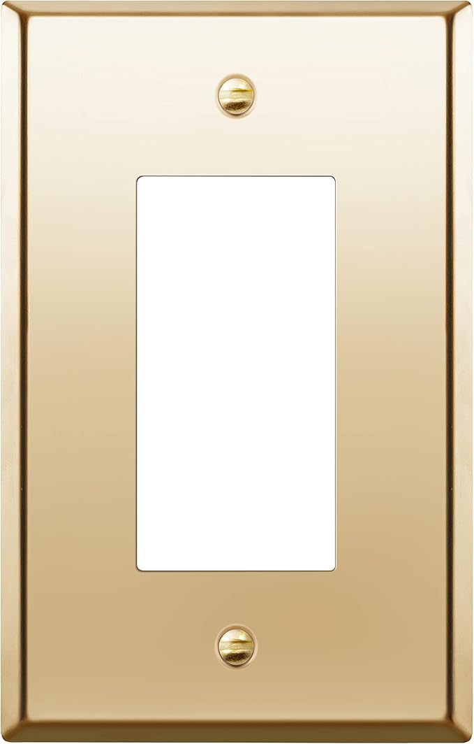 ENERLITES Decorator Switch or Receptacle Metal Wall Plate, Stainless Steel Outlet Cover, Corrosion Resistant, Mid-Size 1-Gang 4.88" x 3.11", Stainless Steel 201, 7731M-PB, Polished Brass