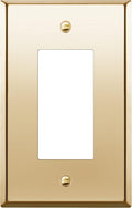 ENERLITES Decorator Switch or Receptacle Metal Wall Plate, Stainless Steel Outlet Cover, Corrosion Resistant, Mid-Size 1-Gang 4.88" x 3.11", Stainless Steel 201, 7731M-PB, Polished Brass