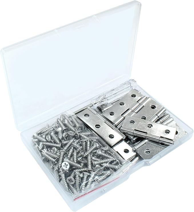 20 Pack Butt Hinges, 2 Inch Stainless Steel Small Hinges with Mounting Screws for Wooden Box, Jewelry Box, Craft DIY, Furniture