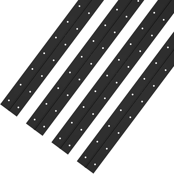 EPHECH 4PCS Black Piano Hinges 16Inch, Heavy Duty Stainless Steel Piano Hinge with Hole, 0.05" Thickness/1.2" Open Width Continuous Hinge for Folding Cabinet Door Butt Hinge