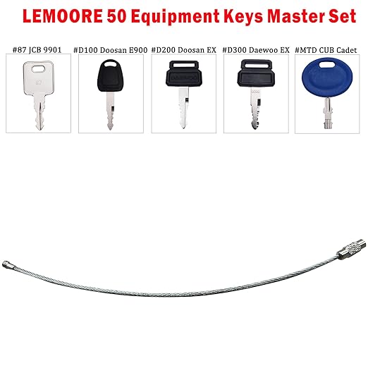 50 Heavy Equipment Keys Master Set, Construction Ignition Key for Cat Caterpillar Case JD John Deere Hyster Komatsu Kubota Yanmar Daewoo Takeuchi Ford New Holland Volvo JCB and More