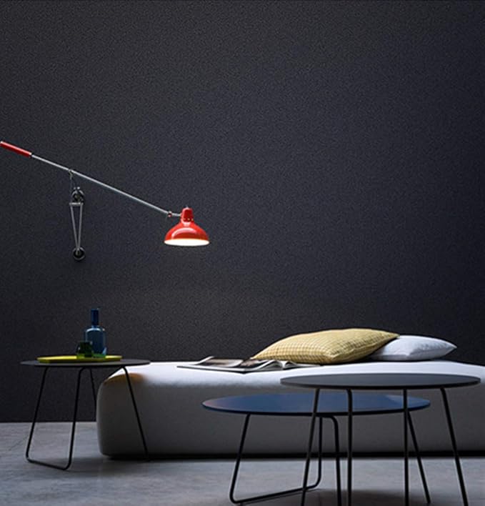 23.6 in x 236.2 in Black Wallpaper Black Peel and Stick Wallpaper | Soild Matte Textured Self Adhesive Removable Vinyl Film Paper for Cabinets Countertops Wall Decoration Coverings