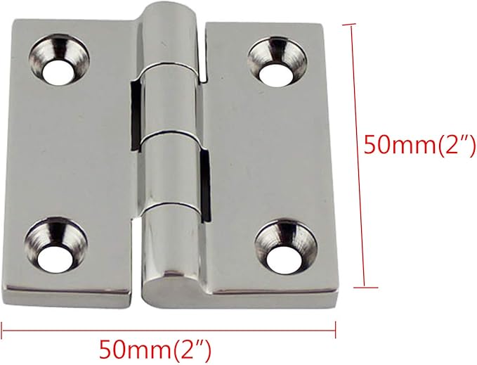 Marine Grade CAST Solid 316 Stainless Steel Mirror Polished Butt Hinges Marine Stainless Steel Heavy Duty 2" x 2" Pair for Boat, RVs