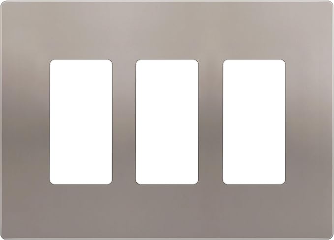 ENERLITES Screwless Triple Decorator Switch Cover, Three Gang Wall Plate, Gloss Finish, Mid-Size 3-Gang 4.88" x 6.77", Unbreakable Polycarbonate Thermoplastic, UL Listed, SI8833M-NK, Nickel