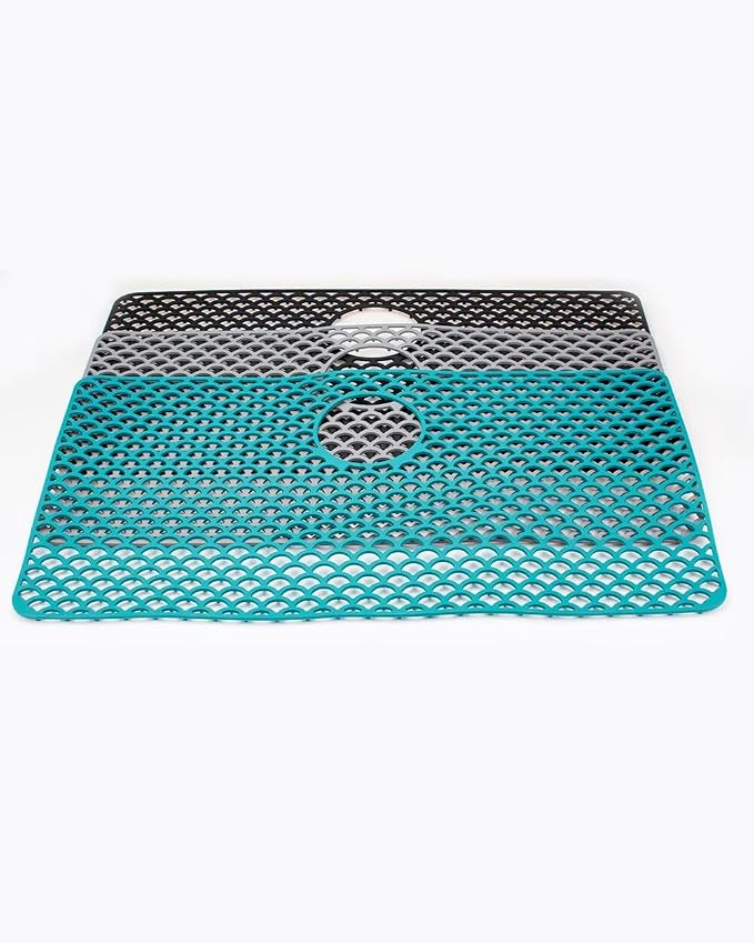 Kitchen Sink Mat 28.3 x 15.2in Silicone Sink Mat Non Slip Sink Protector for Farmhouse Kitchen Green A