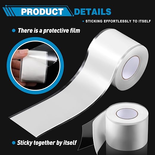 1.5 Inch x 10 ft Self Fusing Silicone Tape Waterproof Thickness 0.5mm Silicone Rubber for Plumbing, Sealing Pipes, Hose Repair, Outdoor Coax and Electrical Cables (White)