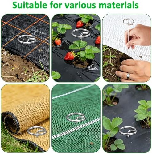 25 Pcs 6-Inch Heavy-Duty Galvanized Landscape Staples – Thickened 8 Gauge Circle Top Pins, Rust-Resistant for Weed Barrier, Landscape Fabric, and Garden Projects