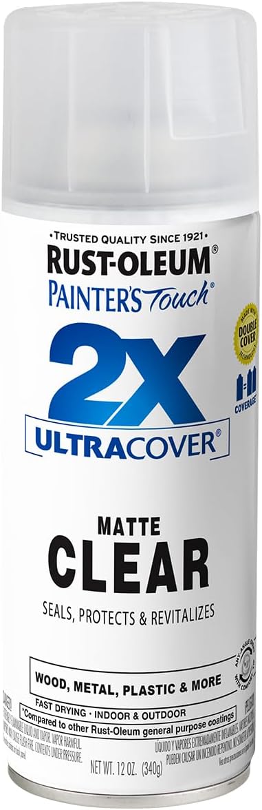 Rust-Oleum 334022 Painter's Touch 2X Ultra Cover Spray Paint, 12 oz, Matte Clear (Pack of 4)