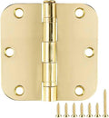 18 Pack Ball Bearing Round Polished Brass Door Hinges 3.5 Inch 5/8" Radius Anti Squeak Interior 3-1/2"Flat Bifold Standard Bedroom Indoor for Doors 3 ½" Hardware Essentials Home Decor Accessories