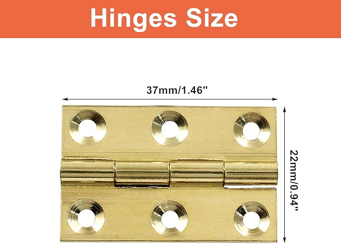 Piutouyar 8 Pack Butt Hinge 1.5 Inch Mini Solid Brass Hinges for Small Cabinet, Folding Craft With Mounting Screws for Boxes, Gate, Drawer