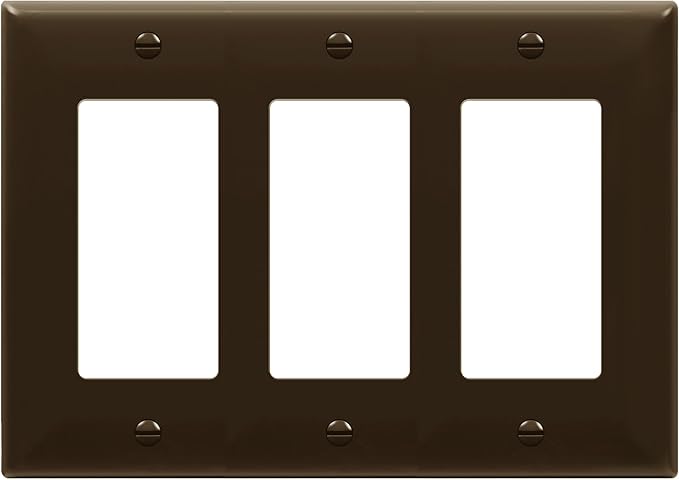 ENERLITES Decorator Light Switch or Receptacle Outlet Wall Plate, Gloss Finish, Size 3-Gang 4.50" x 6.38", Unbreakable Polycarbonate Thermoplastic, UL Listed, 8833-BR, Brown