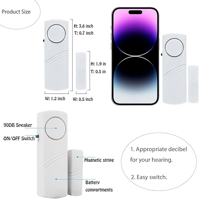 Door Window Alarm, 90DB Door Alarms for Kids Safety, Wireless Sensor Door Window Burglar Alarm-Window Pool Alarms for Home (20 Pack)