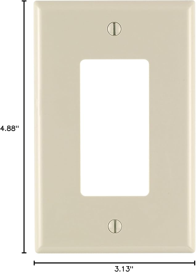 Leviton 1-Gang 1-Decora Midway Nylon Wallplate (10 Pack), PJ26-TM, Light Almond