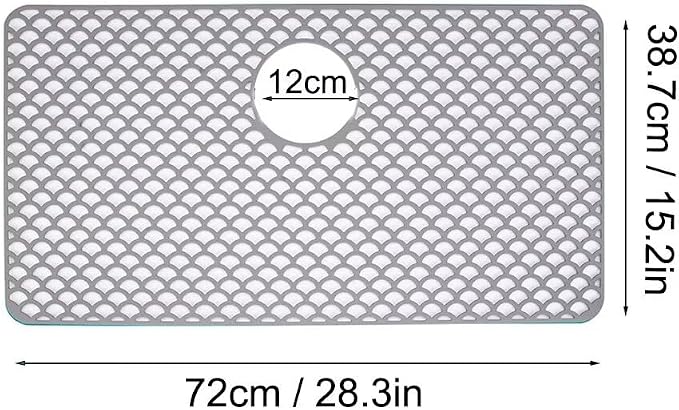 Kitchen Sink Mat 28.3 x 15.2in Silicone Sink Mat Non Slip Sink Protector for Farmhouse Kitchen Grey A