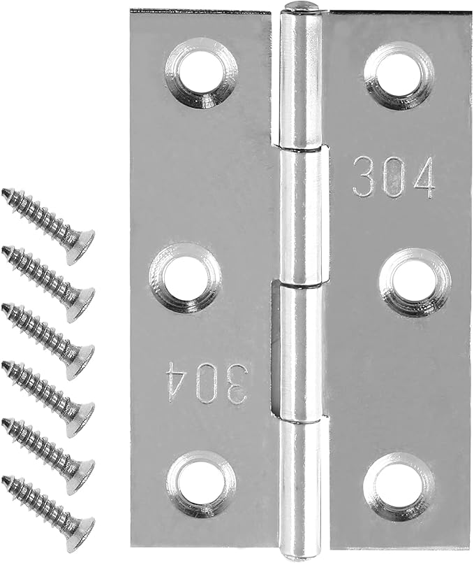 Biaungdo 10 Pack 2.5 Inch Butt Hinge, Stainless Steel Folding Butt Hinges, Cabinet Mini Hinges Small Box Hinges Door Hinge Rectangle