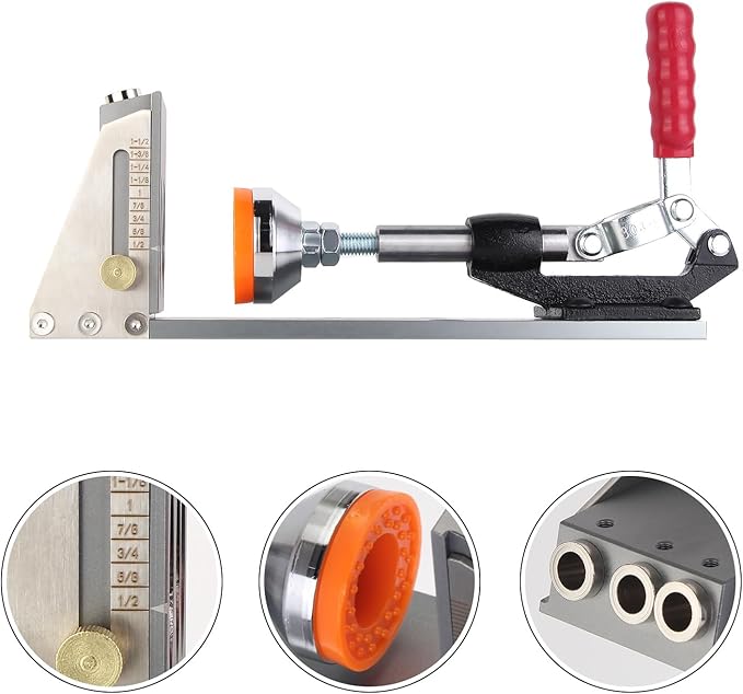 Kosmi pocket hole jig Kit,Professional Woodworking Dowel Jig Kit,Upgraded All-Metal Pocket Screw Jig for Carpentry Joinery Men,Set Jig Wood Woodwork Guides Joint Angle Tool Carpentry Locator