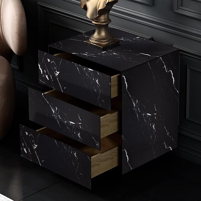 practicalWs 17.71''×196.8'' Marble Contact Paper Black/White Peel and Stick Wallpaper Thicken Self Adhesive Black Wallpaper for Countertops Cabinets Decorative Easy to Remove Upgrade
