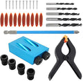 Pocket Hole Jig Dowel Drill Joinery Kit with Clip and Screwdriver Carpenters Wood Woodwork Guides Joint Angle Tool Carpentry Locator Craft DIY WoodWorking Wood 34Pcs