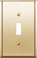ENERLITES Toggle Light Switch Metal Wall Plate, Stainless Steel Switch Cover, Corrosion Resistant, Mid-Size 1-Gang 4.88" x 3.11", Stainless Steel 201, 7711M-PB, Polished Brass