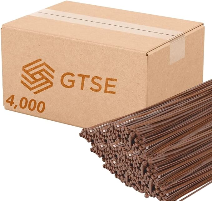 GTSE 14 Inch Brown Zip Ties, 4,000 Bulk Contractors Pack, 120lb Strength, UV Resistant Long Nylon Cable Ties, Self-Locking 14" Tie Wraps, Full Carton
