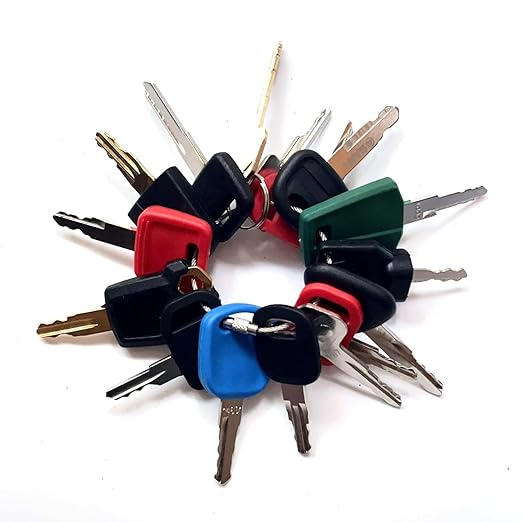 16 Construction Ignition/Heavy Equipment Key Set Compatible with Volvo Caterpillar Komatsu John Deere JCB Case