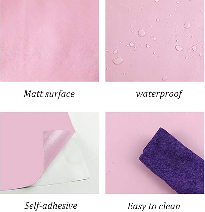 Safiyya 984.2"x17.7" Pink Peel and Stick Wallpaper Solid Color Contact Paper Peel and Stick Modern Wall Paper Self Adhesive Removable Wallpaper for Bedroom Covering Vinyl Roll