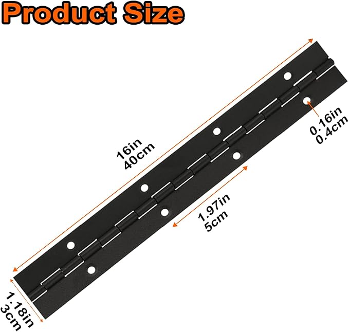 4Pcs 16Inch Continuous & Piano Hinges,1.2" Open Width 304 Stainless Steel Continuous Hinge with Holes, 0.04”Thick Heavy Duty Door Hinges for Cabinet Door Cases Woodworking