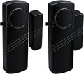 Door Window Alarm - 90dB Loud Home Security Sensor for Kids Safety, Burglar Alert for House, Apartment, Office, Hotel & Pool Window, Black (2 Pack)