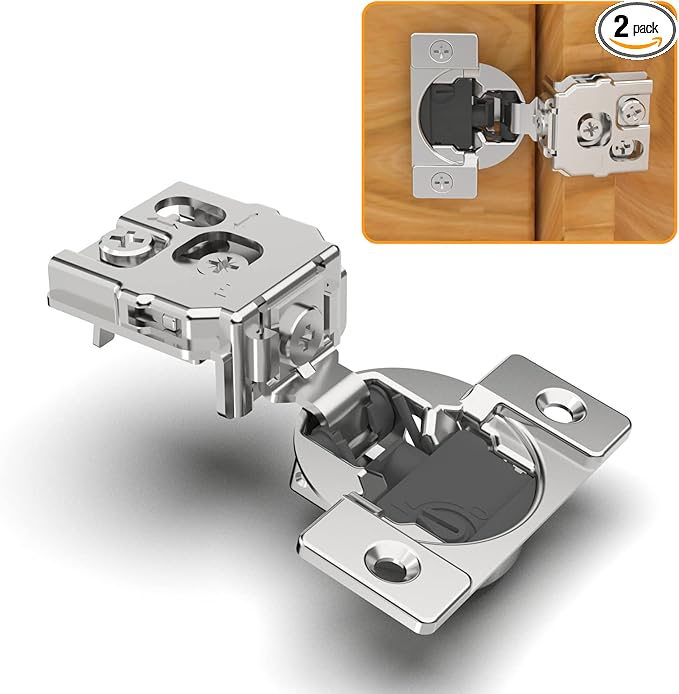 Chibery 2 Pack 1" Overlay 4D Soft Close Concealed Hinges for Face Frame Door, Adjustable Closing Speed, Smooth Slow Self Close Hinges, Satin Nickel, 105° Open Angle Stainless Steel Cabinet Hinges