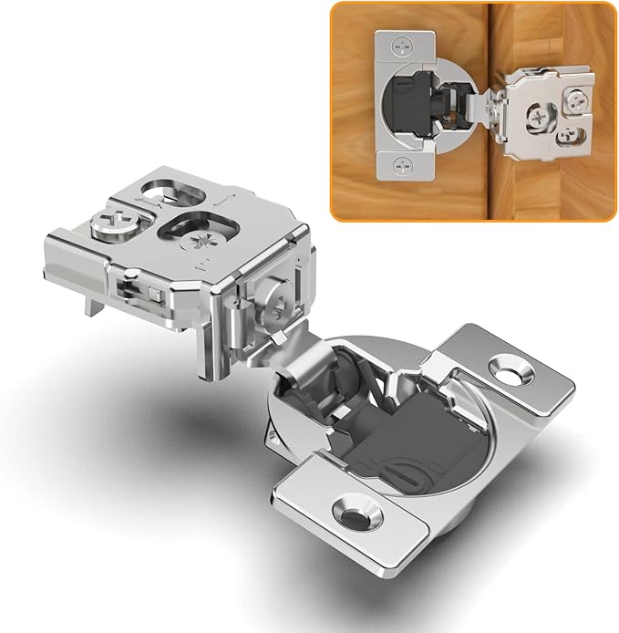 Chibery 60 Pack 1" Overlay 4D Soft Close Concealed Hinges for Face Frame Door, Adjustable Closing Speed, Smooth Slow Self Close Hinges, Satin Nickel, 105° Open Angle Stainless Steel Cabinet Hinges