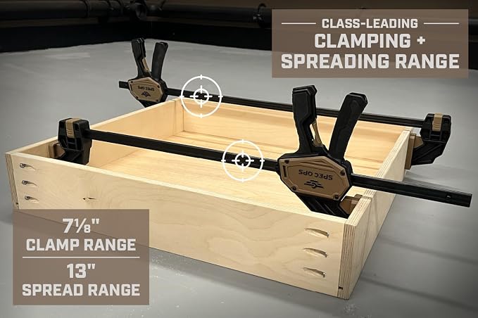 Spec Ops Tools Bar Clamps for Woodworking, Medium One-Handed Trigger Clamp and Spreader, Heavy Duty, Medium 7" Pack of 2