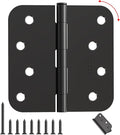 Black Door Hinges 4 Inch, 3 Pack Matte Black Heavy Duty Door Hinges with 5/8" Radius, 4" Interior and Exterior Front Door Hinge for Home, Gate, Furniture, Residential Use