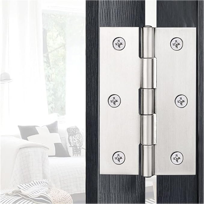 Medsuo 2 PCS Door Hinges 3 Inch Stainless Steel Folding Butt Hinges with 12 PCS Stainless Steel Screws for Door Case Lid Wooden Box Chest (Silver)