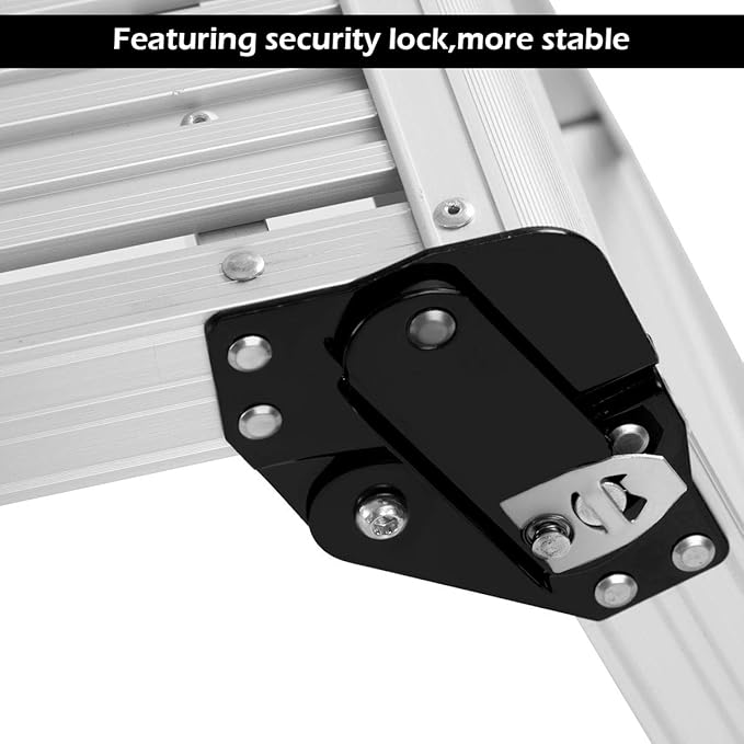 Giantex Work Platform Aluminum Step Ladder Drywall Safe CE Approved of Capacity 330 LBS Heavy Duty Portable Bench Folding Ladders Stool w/Non-Slip Mat (Silver)