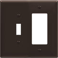 ENERLITES Combination Toggle Light Switch/Decorator Light Switch Plate, Double Switch Wall Plate, Mid-Size 2-Gang 4.88" x 4.92", Polycarbonate Thermoplastic, 881131M-BR, Brown