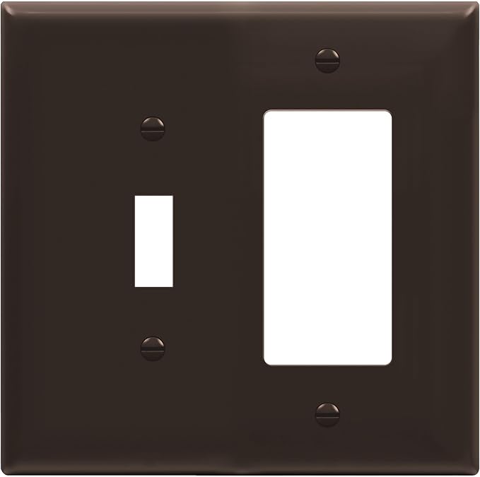 ENERLITES Combination Toggle Light Switch/Decorator Light Switch Plate, Double Switch Wall Plate, Mid-Size 2-Gang 4.88" x 4.92", Polycarbonate Thermoplastic, 881131M-BR, Brown
