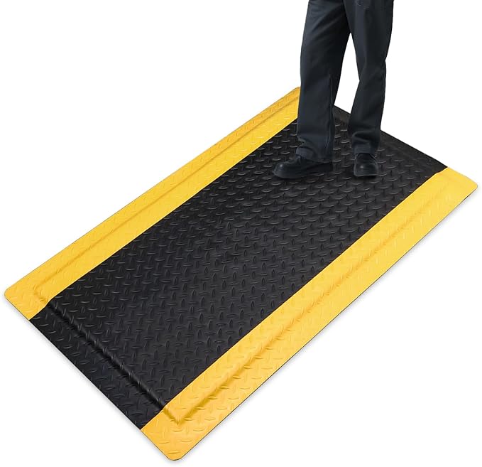 Anti Fatigue Mats Industrial 3 x 5 Ft, 15/16'' Thick Ergonomic Standing Floor Mat Heavy Duty Commercial Diamond Plate Vinyl Non Slip Safety Ergonomic Standing Garage Mat