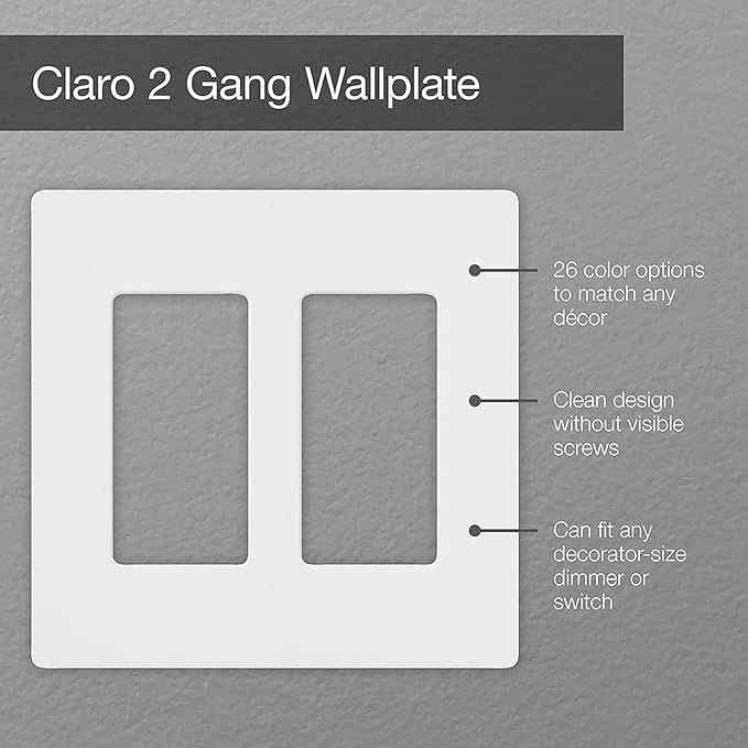 Lutron Claro 2 Gang Decorator/Rocker Wallplate, Satin, Hot (1-Pack) | SC-2-HT