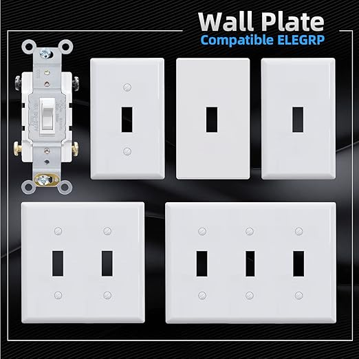 ELEGRP 4 Way Toggle Light Switch, 15 Amp, 120-277V, Toggle Framed AC Quiet Switch, in Wall On/Off Switch, Self-Grounding, Residential and Commercial Grade, UL Listed (10 Pack, Glossy White)