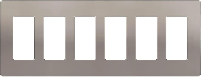 ENERLITES Elite Series Screwless Decorator Wall Plate Child Safe Outlet Cover, Gloss Finish, Size 6-Gang 4.68" H x 12.00" L, Unbreakable Polycarbonate Thermoplastic, SI8836-NK, Nickel