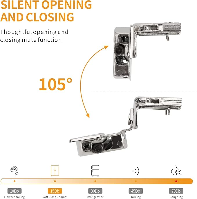 Chibery 6 Pack 1-1/4" Overlay 3D Soft Close Concealed Hinge for Face Frame Door, Satin Nickel, Hidden 105 Open Angle Stainless Steel Hinge for Kitchen Cabinet Door