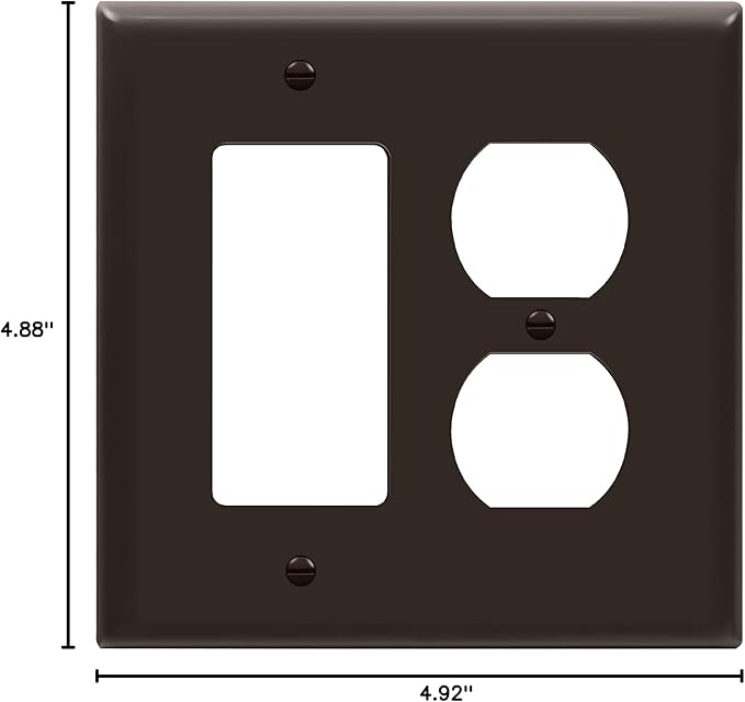 ENERLITES Combination Duplex Receptacle Outlet/Decorator Switch Wall Plate, Mid-Size 2-Gang 4.88" x 4.92", Polycarbonate Thermoplastic, 882131M-BR, Brown