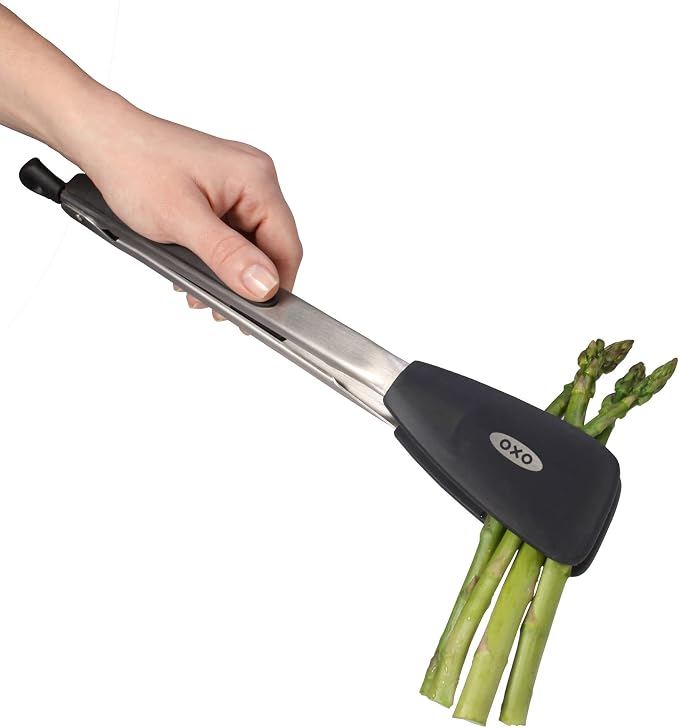 OXO Good Grips Silicone Flexible Tongs Stainless,Black & Good Grips 9-Inch Tongs with Silicone Heads