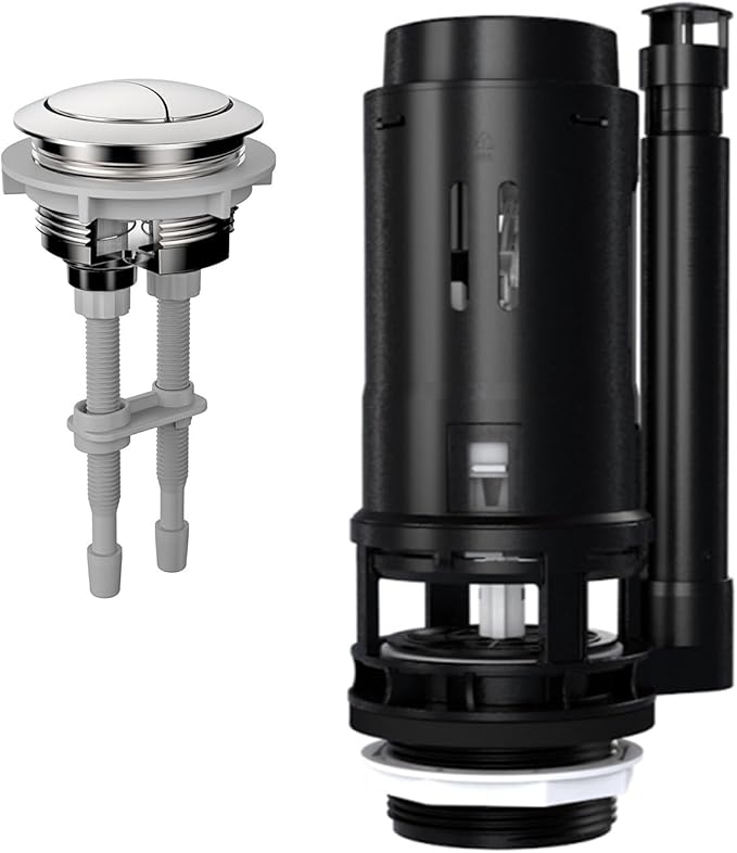 R&T 3-Inch Dual Flush Valve with Top Push Button Toilet Repair Kit Inside Tank dual flush valve replacement kit for 2-piece Toilet, Quick Fix Toilet Leaking, Running Water and Ghost Flush A2422M