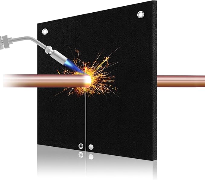 HVAC Tools Welding Blanket Fireproof, 1/5in(5mm) Opening Shape Soldering Mat, Welding Shield for Torch, Flame Protector, Welding Pad for Plumbing, Solder Plumbers HVAC Torch Protector